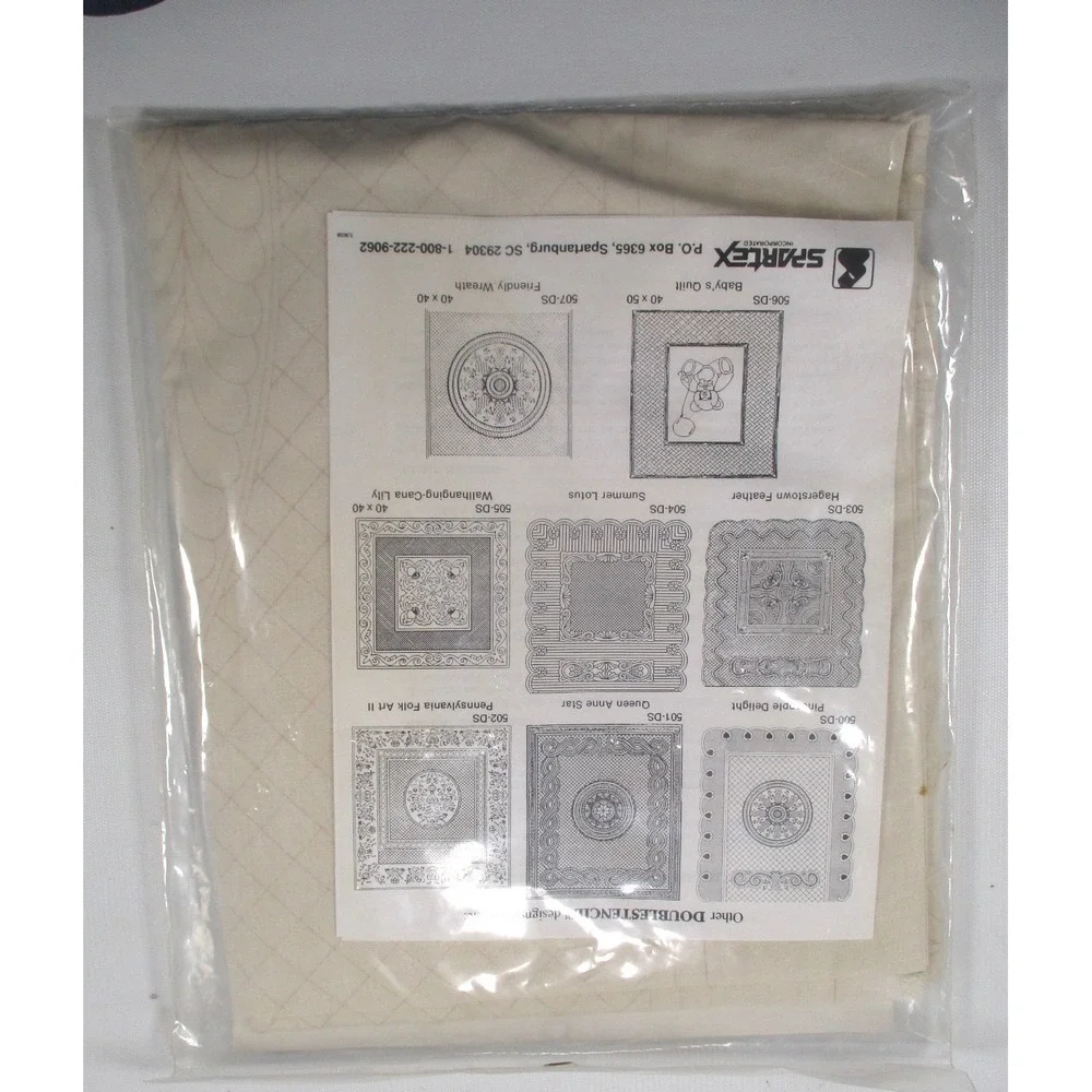 Spartex Double Stencil Pre-Stenciled Quilt Top‎ Backing 40x40 NEW Sealed 507-DS